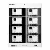 Étiquette Bandes noires et blanches & Cadre et Logo (Feuille entière)