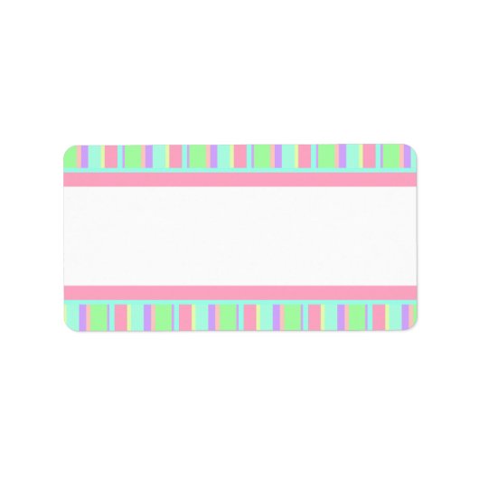 Étiquette Bandes pastel rose, vert et violet pour les partie (Devant)