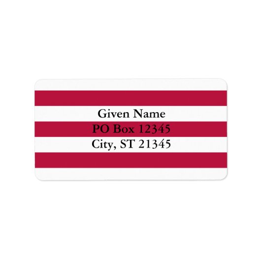 Étiquette Bandes rouges et blanches (Devant)