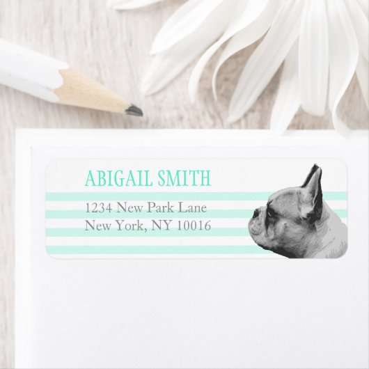 Étiquette Bandes Turquoises et blanches françaises Retourner (En situation)