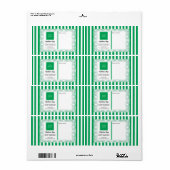 Étiquette Bandes Vertes & Cadre Bouclé & Logo (Feuille entière)