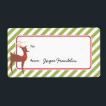 Étiquette Bandes vertes rennes personnalisées à partir d'une<br><div class="desc">Faites plaisir à vos amis et à votre famille avec ces étiquettes de cadeaux de vacances personnalisées. Personnalisé avec le nom du donneur, ou laisser vide pour écrire à la main plus tard. Utilisez ces autocollants pour des sacs cadeaux, des boîtes, des faveurs de fête, des sacs à bonbons, des...</div>
