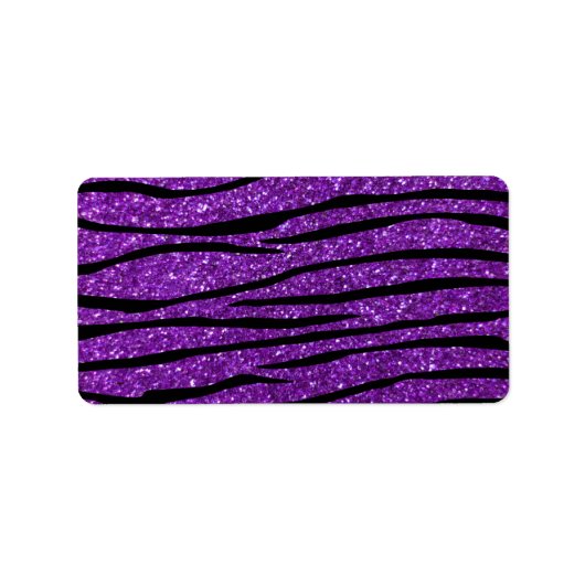 Étiquette Bandes zèbres à parties scintillant violette (Devant)