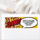 Étiquette BANG Fun Retro Comic Book Pop Art Adresse (En situation)