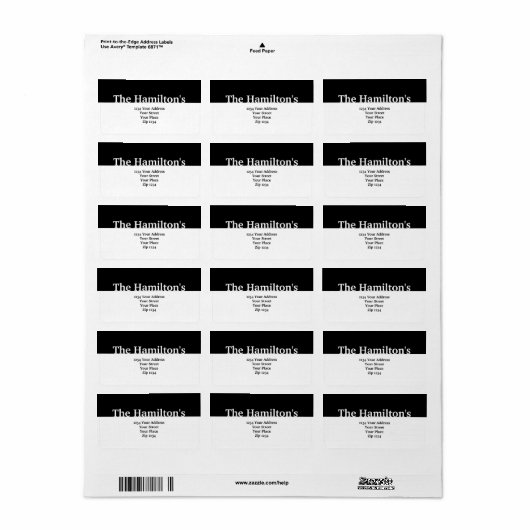 Étiquette Bannière noire moderne (Feuille entière)