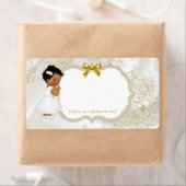 Étiquette Baptême Africain Américain Bébé Baptême Or Blanc (En situation)