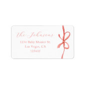 Étiquette Baptême de Bébé Fille Ruban Rose Calligraphie Élég (Devant)