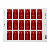 Étiquette Baptême personnalisé Sanitizer à main rouge or (Feuille entière)