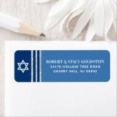 Étiquette Bar Mitzvah Bold Blue Silver Tallit Adresse de ret (En situation)