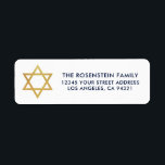 Étiquette Bar Mitzvah et Bat mitzvah Blue Gold Adresse<br><div class="desc">Bar Mitzvah et Bat mitzvah Blue White Gold Étiquette de adresse</div>