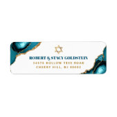 Étiquette Bar Mitzvah Modern Turquoise Agate Adresse de reto (Devant)