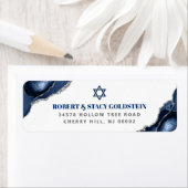 Étiquette Bar Mitzvah Navy Blue Agate Argent Adresse de reto (En situation)