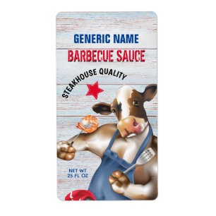 Étiquette Barbecue Cuisine Vache Grillant crevettes