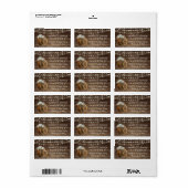 Étiquette Baril de bois rustique et Fleur blanche (Feuille entière)