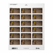 Étiquette Baril de bois rustique et tournesols de campagne (Feuille entière)