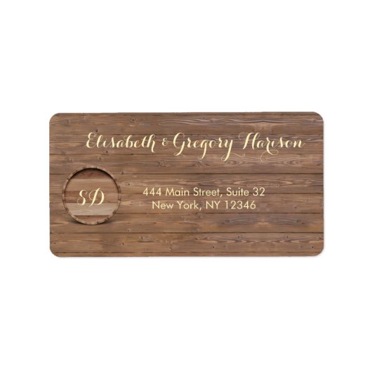 Étiquette Baril en bois rustique Mariage personnalisé (Devant)