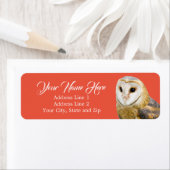 Étiquette Barn Owl Face Red Adresse de retour (En situation)