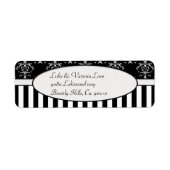 Étiquette Baroque rayé noir et blanc (Devant)