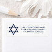 Étiquette Barre Mitzvah et adresse blanche bleue de bat (En situation)