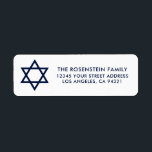 Étiquette Barre Mitzvah et adresse blanche bleue de bat<br><div class="desc">Barre Mitzvah et étiquette de adresse bleu et blanc de bat mitzvah</div>