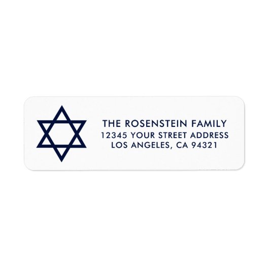 Étiquette Barre Mitzvah et adresse blanche bleue de bat (Devant)