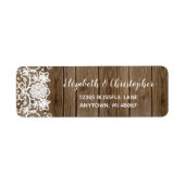 Étiquette Barre Wood Lace Calligraphie Mariage Adresse de re (Devant)