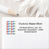 Étiquette Bas de Noël rouges, bleus et verts (En situation)