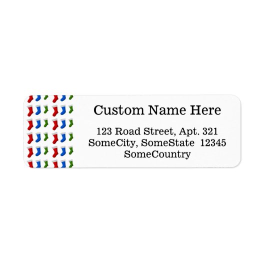 Étiquette Bas de Noël rouges, bleus et verts (Devant)