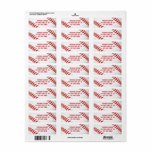 Étiquette Baseball (Feuille entière)