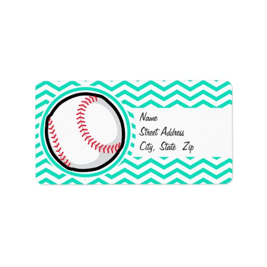 Étiquette Baseball ; Aqua Green Chevron (Devant)