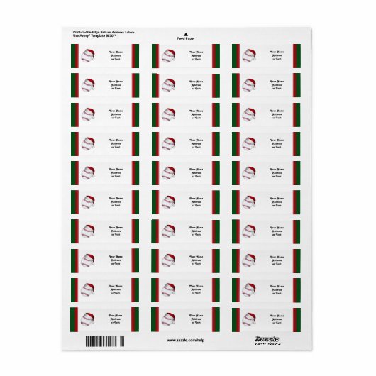 Étiquette Baseball de Noël (Feuille entière)