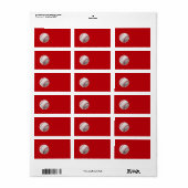 Étiquette Baseball - Sports Modèles Baseballs sur Rouge (Feuille entière)