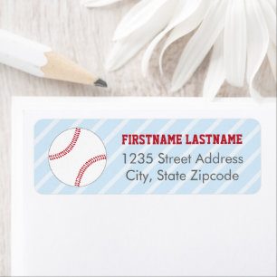 Étiquette Baseball Sports Van bleu et rouge Adresse de retou