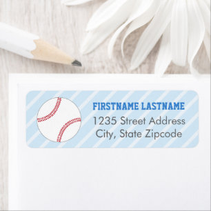 Étiquette Baseball Sports Van bleu et rouge Adresse de retou