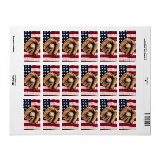 Étiquette Baseball vintage (Feuille entière)