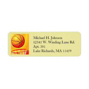 Étiquette Basket-ball Sports Theme Custom Color Name Address