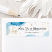 Étiquette *Baskets de plage nautiques en or océan scintillan (En situation)