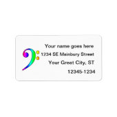 Étiquette Bass Clef Rainbow Gradient Outline (Devant)