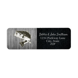 Étiquette Bass Fishing Return Adresse Black Sports Hobby