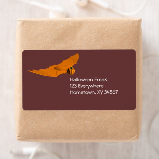 Étiquette Bat d'Halloween bizarre (En situation)