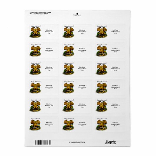 Étiquette Bat d'Halloween mignonne (Feuille entière)