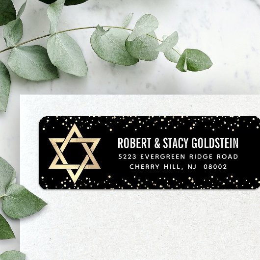 Étiquette Bat mitzvah Black Gold Parties scintillant Bold Ad