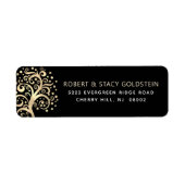 Étiquette Bat mitzvah Black Gold Tree of Life Adresse de ret (Devant)