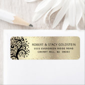 Étiquette Bat mitzvah Gold Black Tree of Life Adresse de ret (En situation)