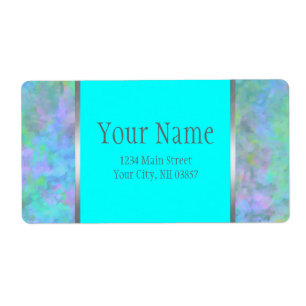 Étiquette Bat mitzvah Résumé Design en Argent Turquoise