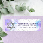 Étiquette Bat mitzvah Silver Foil Purple Aquarelle Adresse<br><div class="desc">Soyez fier, réjouissez-vous et célébrez cette étape importante de votre Bat mitzvah préféré ! Utilisez ce faux feutre argent brillant, moderne et étonnant Star of David et de petits points contre un arrière - plan d'aquarelle mauve souple, retournez l'étiquette d'adresse pour annoncer sa journée spéciale. Personnalisez le texte personnalisé avec...</div>