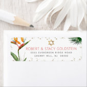 Étiquette Bat mitzvah Tropical Gold Palm Aquarelle Adresse (En situation)