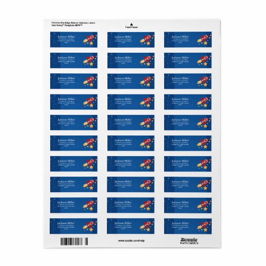 Étiquette Bateau à fusée (Feuille entière)