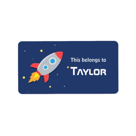 Étiquette Bateau à fusée dans l'espace extra-atmosphérique, (Devant)