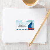 Étiquette Bateau à voile sur l'eau C'est un garçon, Baby sho (En situation)